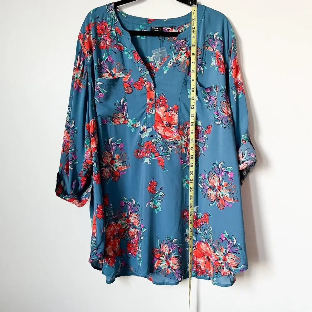 NWOT Torrid Floral Harper Popover Blouse 5X Fall Cottage Career Work Feminine - Picture 9 of 12